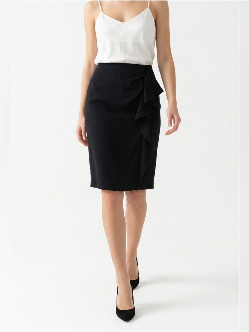 Maxmara Black Ruffle Pencil Skirt